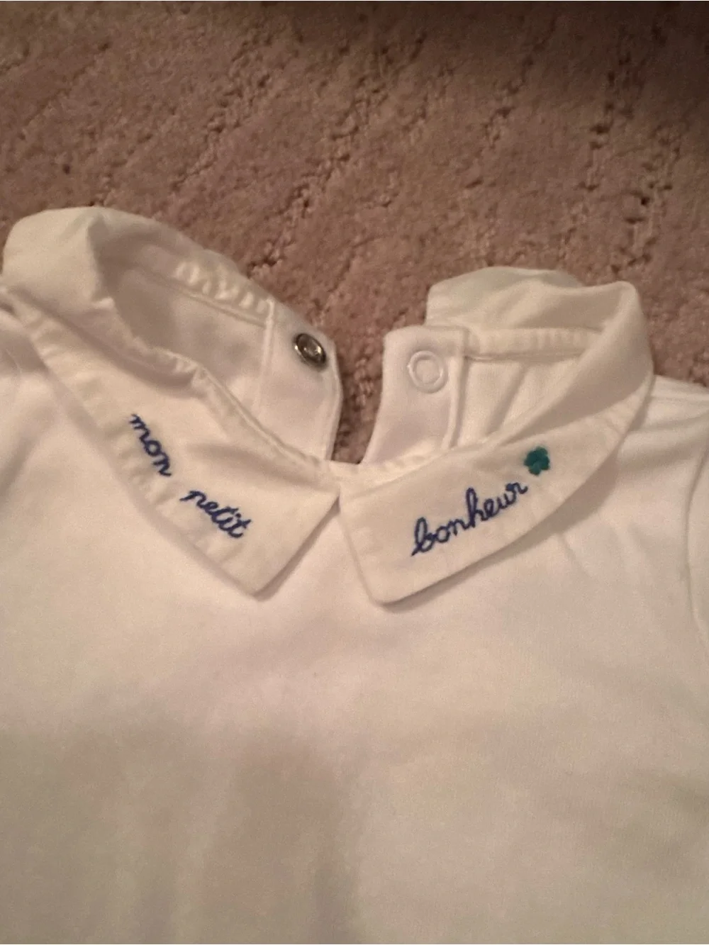Jacadi White Polo-Collar Baby One-Piece Bodysuit
